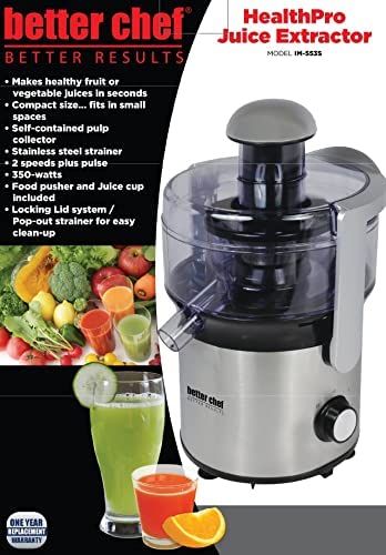 Better Chef Juice Extractor Stainless Strainer & Base - 2-Speed & Pulse
