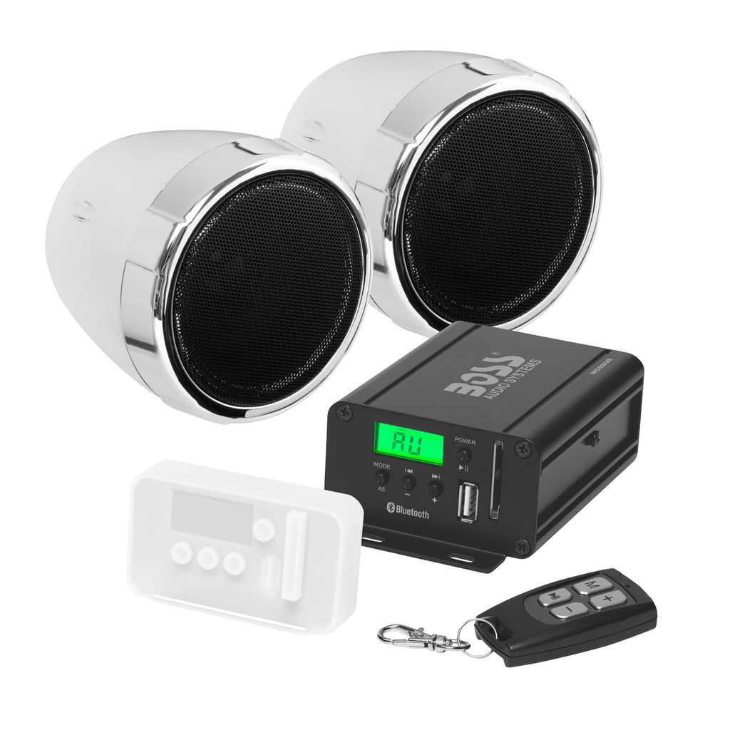 BOSS MCBK520B Motorcycle Speaker and Amplifier Sound System Bluetooth- Weatherproof