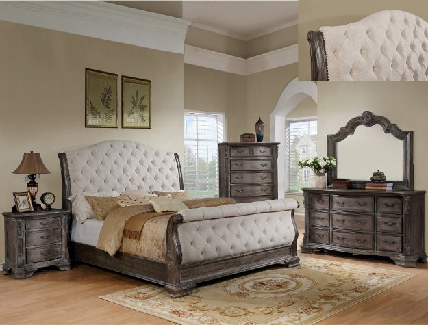 Bedroom Set Sheffield Queen Bed, Night stand, Dresser and Mirror