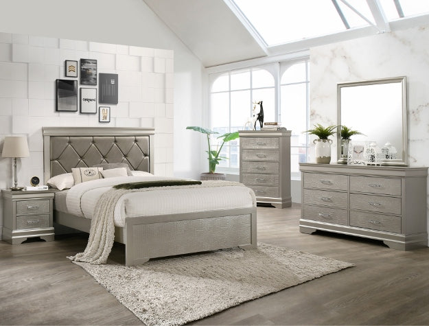 Cama Queen c/1 Buro Tocador y Espejo