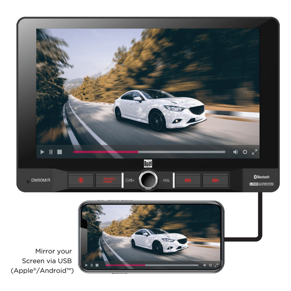 Dual DM90MIR 9" Single-DIN Digital Media Receiver with Bluetooth