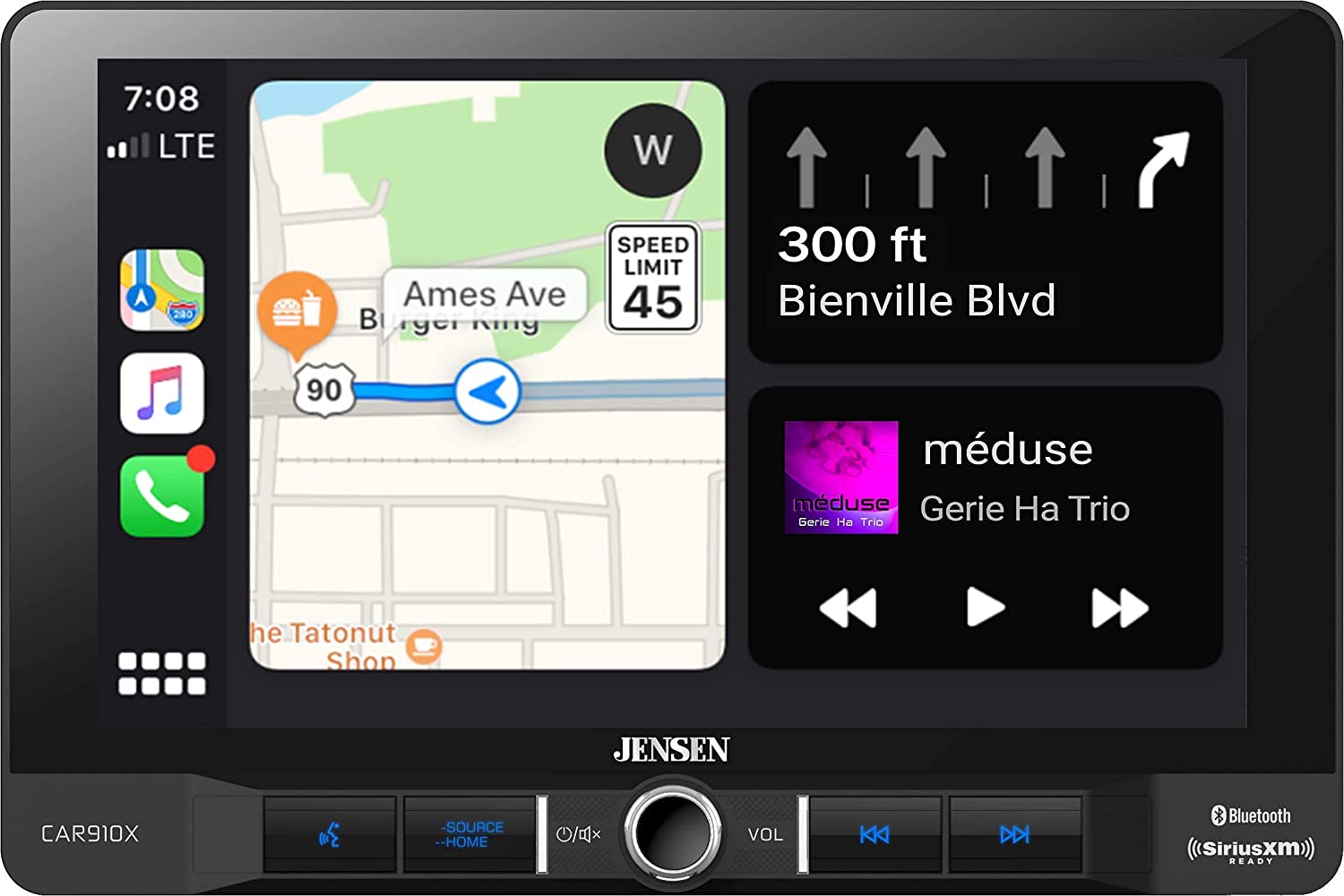 Jensen CAR910X 9" Mechless Multimedia Receiver with Apple CarPlay - Android Auto