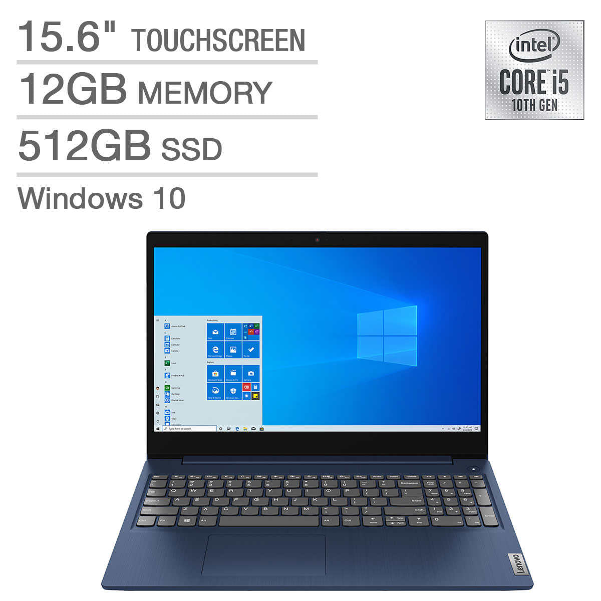 Lenovo IdeaPad 3 15.6" Touchscreen Laptop - Intel Core i5-10210U 12GB - 512GB