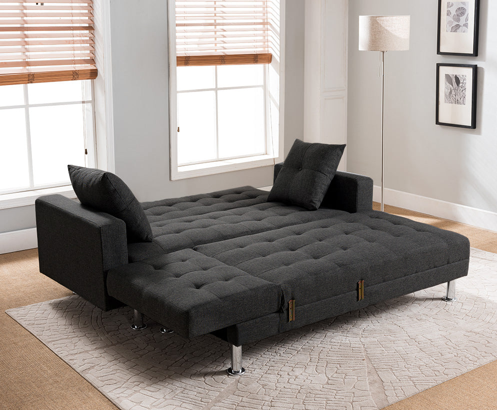 Sofa Chaise Acabado Tela Color Negro