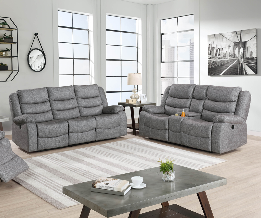 Living Room Recliner Granada Sofa & Love seat Grey