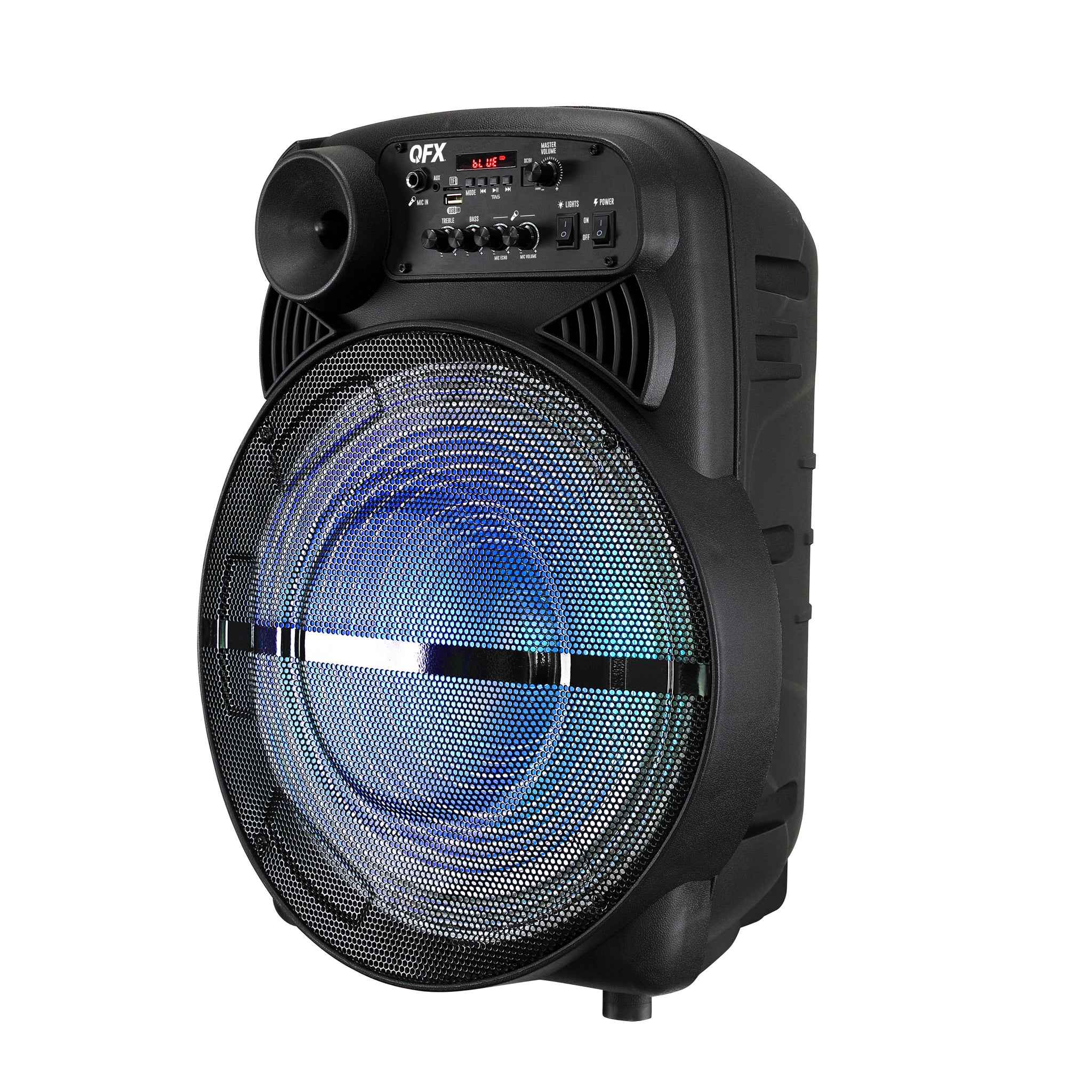 QFX PBX-615SM 15" Bluetooth Rechargeable Speaker with LED Lights