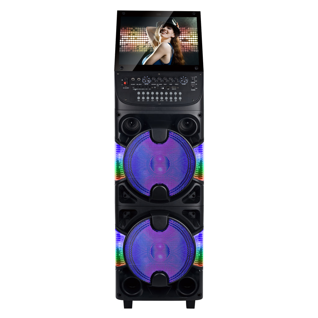 QFX PBX-220W Dual 10" PA Speaker- Karaokee 14" WiFi Touchscreen