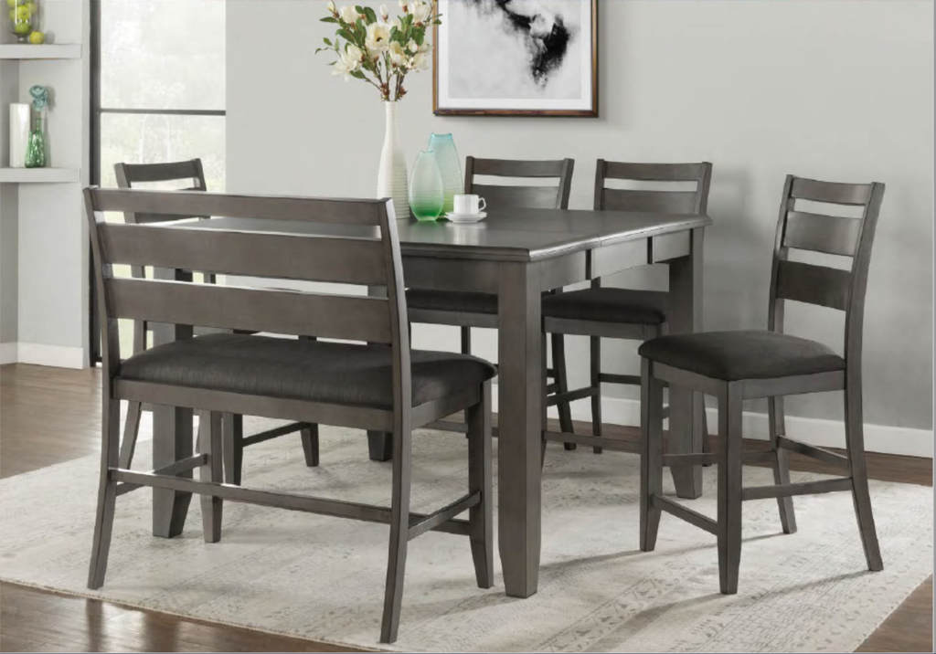 Comedor de Madera Alto  C/4 Sillas y Banca