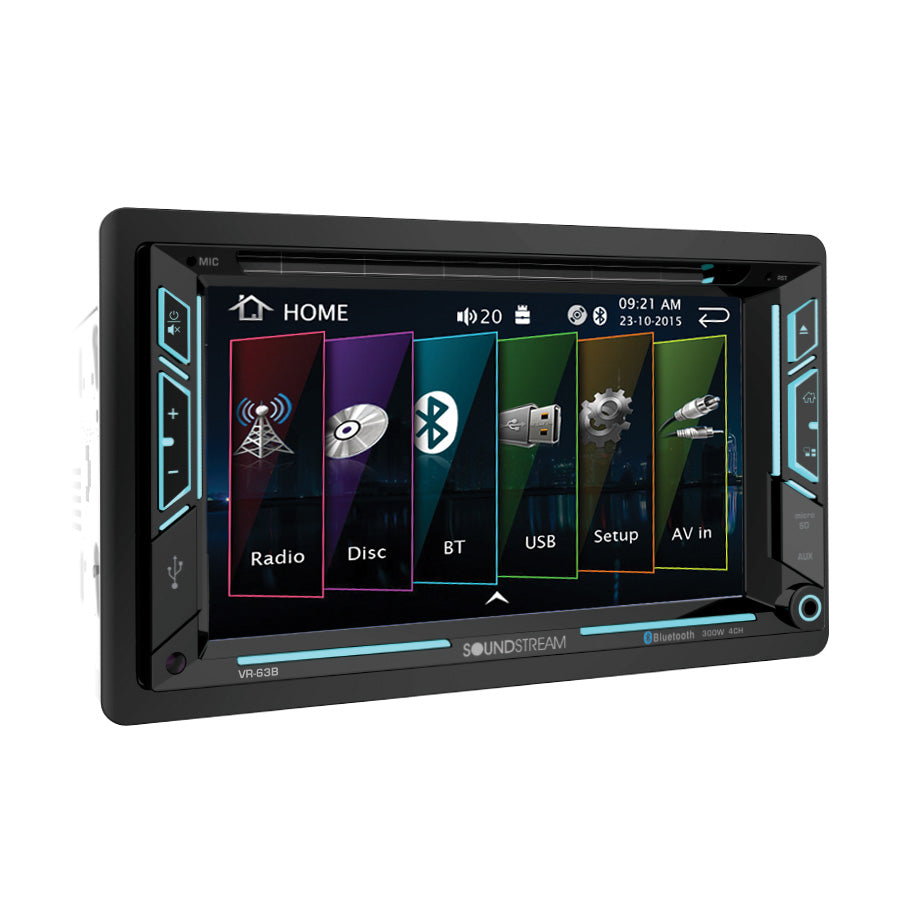 Soundstream VR-63B Stereo 6.2” Touchscreen BT 4.0 - 2-DIN DVD CD/MP3