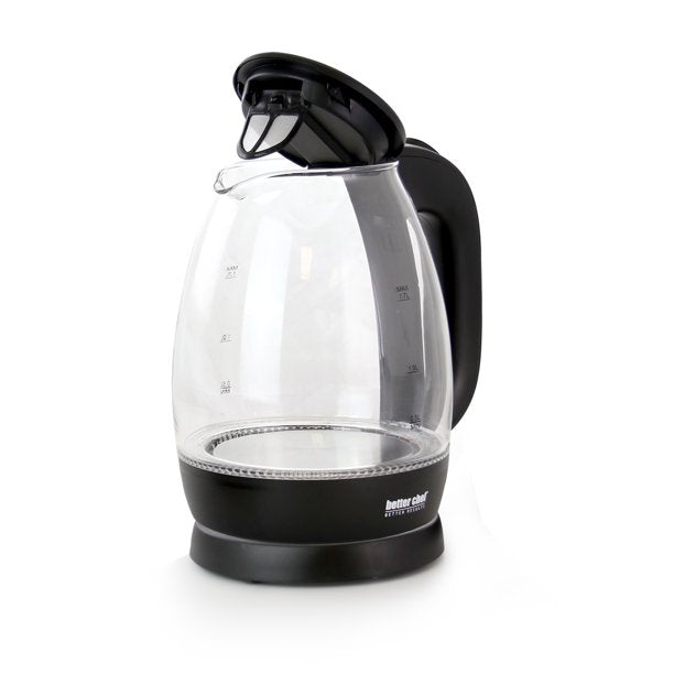 Better Chef Black and Clear Glass Cordless Electric Tea Kettle